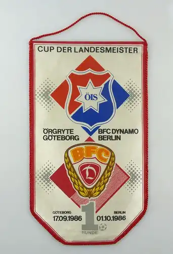 #e8105 Original Wimpel Cup der Landesmeister 1986 BFC Dynamo Örgryte Göteborg
