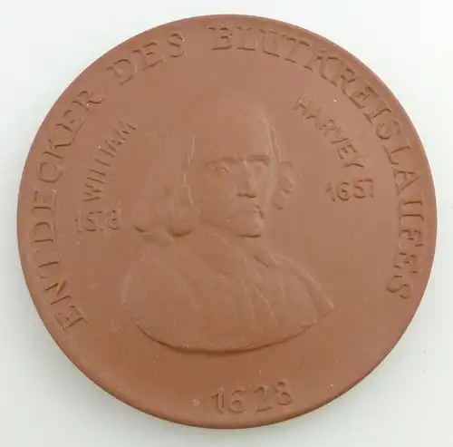 e11560 Böttger Steinzeug Medaille DRK William Harvey Entdecker Blutkreislauf DDR