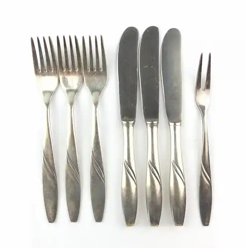#e7031 3 Gabeln, 3 Messer und 1 Vorlegegabel von MKM 90er Silberauflage