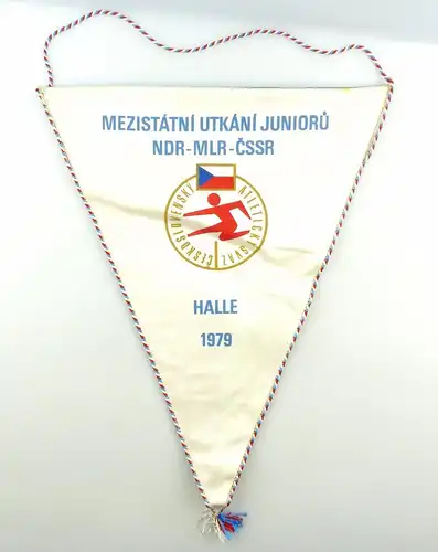 #e6234 Original alter Wimpel NDR-MLR-CSSR Halle 1979 Mezistatni Utkani Junioru