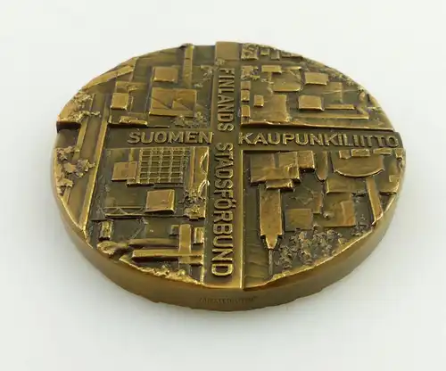 e11799 Bronze Medaille Finnland 1912 bis 1972 Suomen Kaupunkiliitto signiert