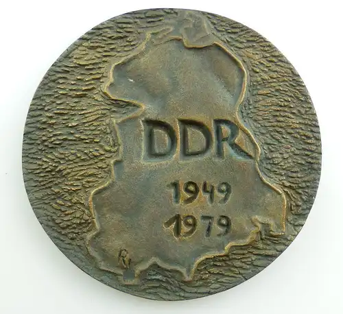 #e4127 Signierte Bronze Plakette 30 siegreiche Jahre DDR 1949 - 1979 SED Treptow
