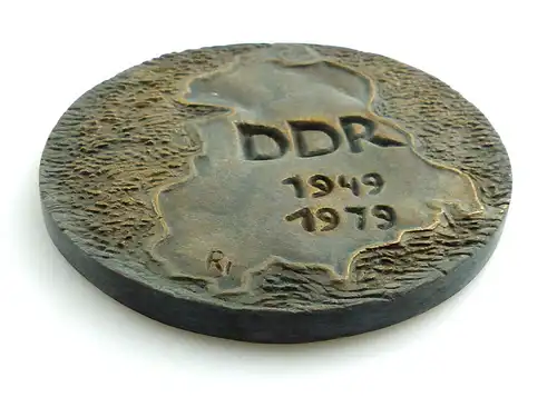 #e4127 Signierte Bronze Plakette 30 siegreiche Jahre DDR 1949 - 1979 SED Treptow