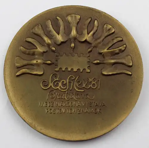 e11884 Original alte Bronzemedaille Bratislava Briefmarkenausstellung in OVP