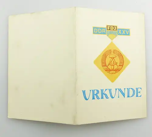 #e3399 Urkunde zum 25. Jahrestag der DDR FDJ-Initiative DDR 25 verl. 1974 Berlin