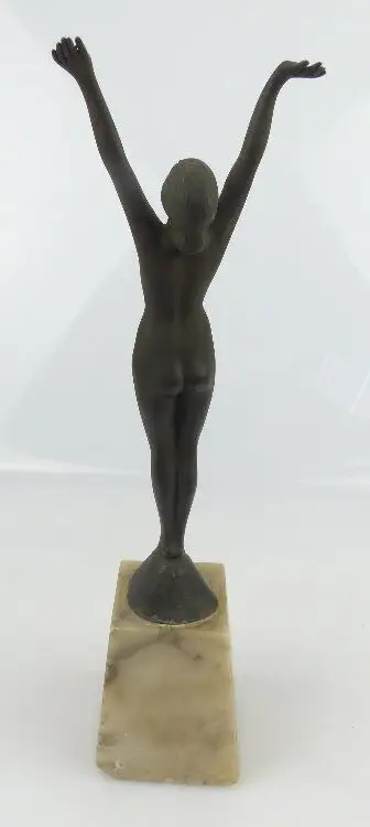 alte Jugendstil Bronze zum Andenken weiblicher Akt unsigniert (so091) 6