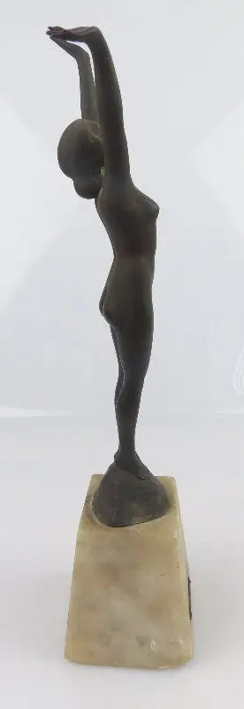 alte Jugendstil Bronze zum Andenken weiblicher Akt unsigniert (so091) 7