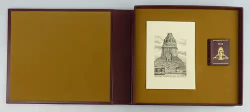 seltenes Minibuch im Etui mit Heft: 175 Jahre Völkerschlacht bei Leipzig