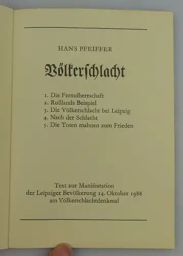 seltenes Minibuch im Etui mit Heft: 175 Jahre Völkerschlacht bei Leipzig