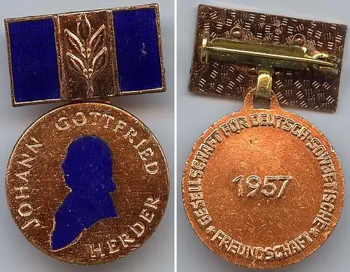 DDR Johann Gottfried Herder Medaille in Bronze Abzeichen