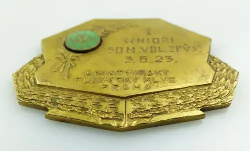e11929 Original alte Medaille Prag 1923 Sport wohl Senioren Schwimmen