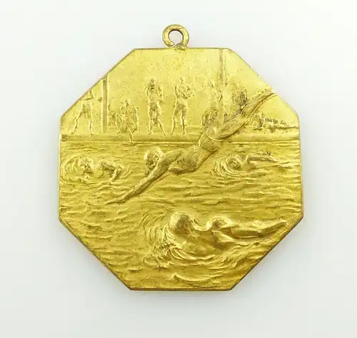 e11925 Goldfarbene Medaille erster Platz 100m Schwimmen AC Prosa 1922