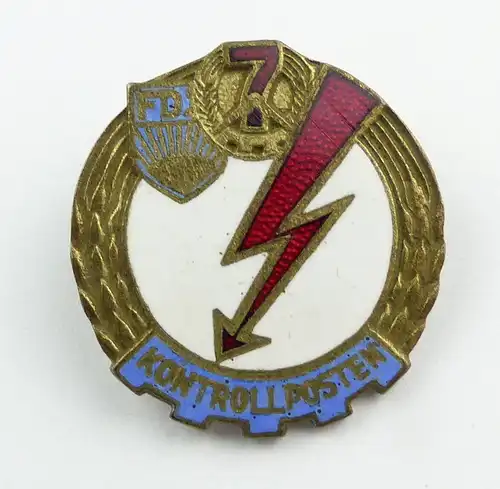 e9128 Altes DDR Abzeichen "Kontrollposten der FDJ" vgl. Band V Nr. 91 c 1960-69