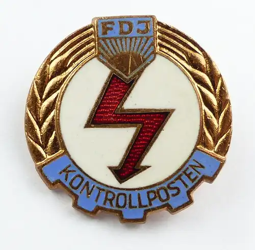 e9126 Altes DDR Abzeichen "Kontrollposten der FDJ" vgl. Band V Nr. 91 d 1969-73