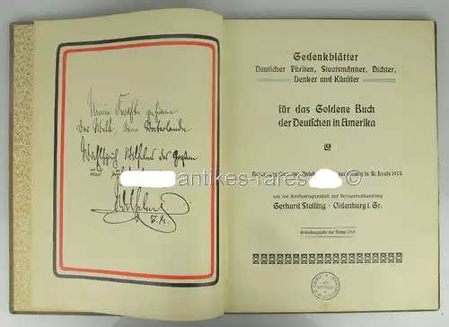 Gedenkblätter für das Goldene Buch der Deutschen in Amerika Weltausstellung 1904