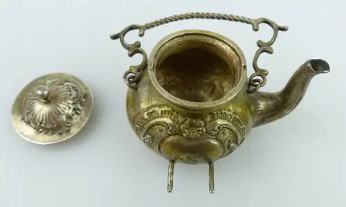 ausgefallener Puppenstuben Teekessel in 800 (Ag) Silber norb769