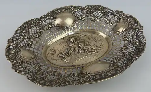 dekorative Schale in 800 (Ag) Silber mit abgebildeten Engeln, norb766