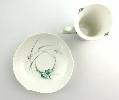 #e4041 Meissen Mokkatasse Wellenspiel Relief Waldflora 1. Wahl mit Geschenkbox