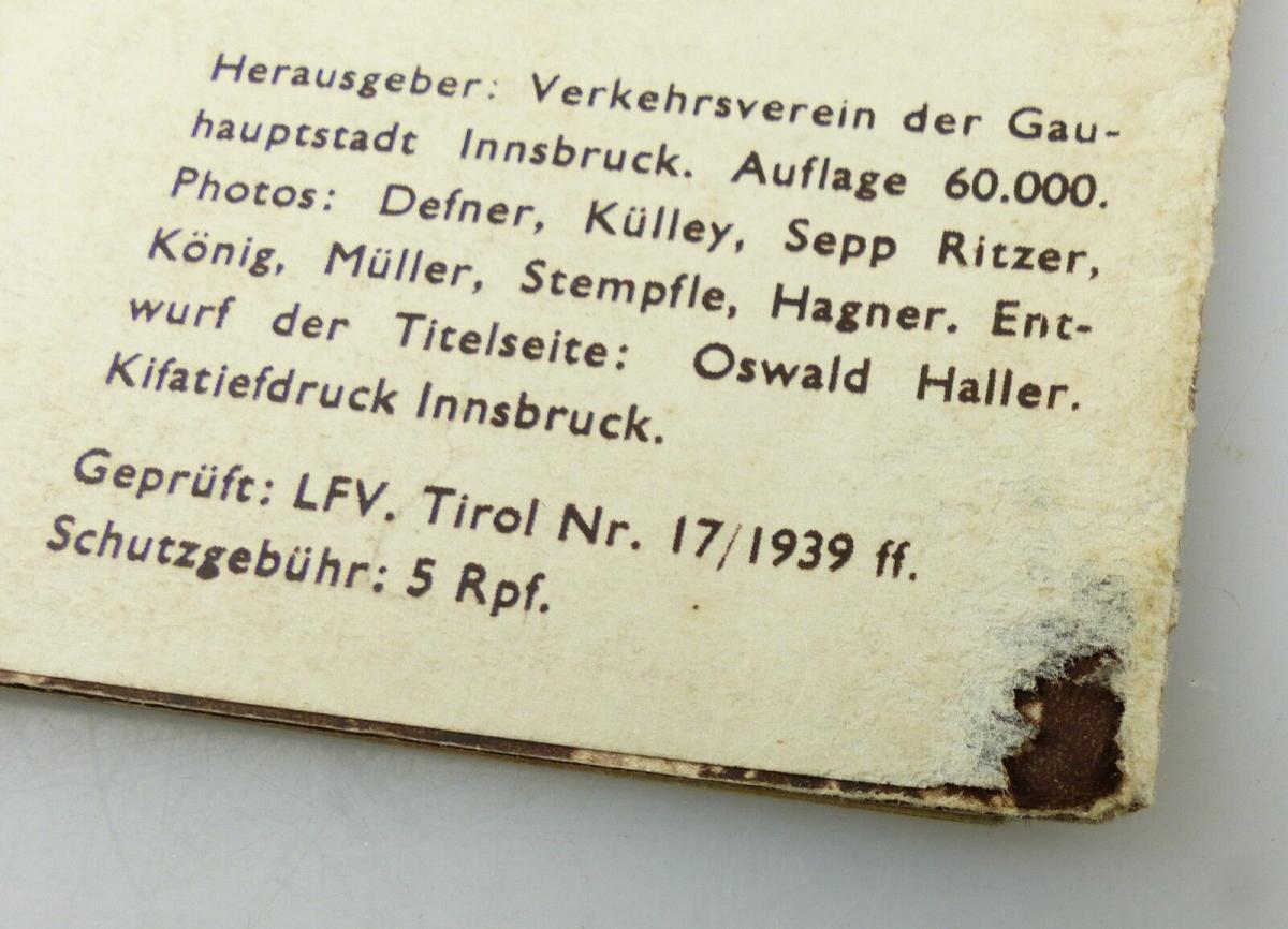 #e8283 Alte Reisebroschüre Innsbruck und seine Umgebung 1939 Tirol Nr