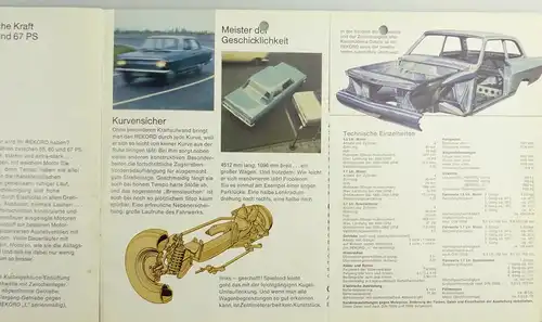 e11823 Original alter Automobil Prospekt Opel Rekord die gehobene Mittelklasse