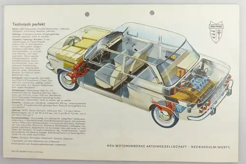 e11819 Original alter Automobil Prospekt NSU Prinz 1000