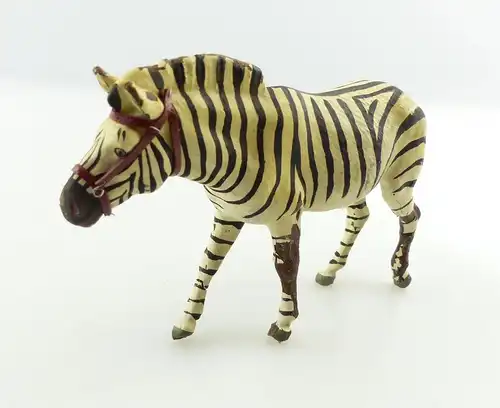 e9388 Altes Lineol Tier Zebra mit Zaumzeug wohl 50er Jahre