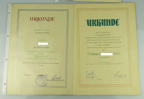 3 Urkunden: Ehrenurkunde 25jährige Mitgestaltung soz. Landwirtschaft Orden2003