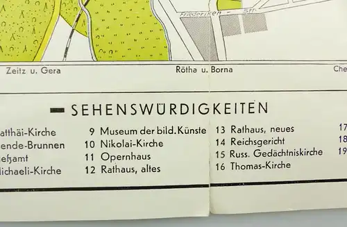 e9602 Alte Shell Stadtkarte Nummer 5 Leipzig Völkerschlachtdenkmal