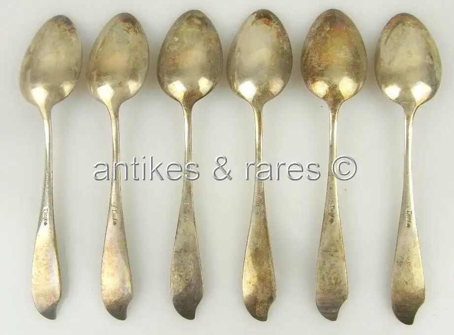 6 alte Jugendstil Kaffeelöffel in 800 (Ag) Silber, Koch & Bergfeld 2