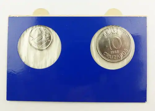 #e7387 2 Münzen aus Brasilien 10 Cruzados von 1988 und 10 Centavos von 1990