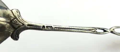 Original alter Zuckerlöffel 800 (AG) Silber mit Rose e573