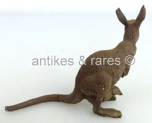 altes Lineol Tier: Kangaroo mit Baby, wohl 30er Jahre (linol088)
