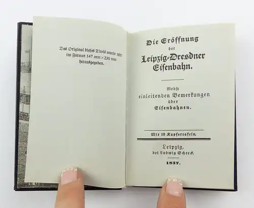 #e7329 Minibuch: Eröffnung der Leipzig - Dresdner Eisenbahn mit 10 Kupfertafeln