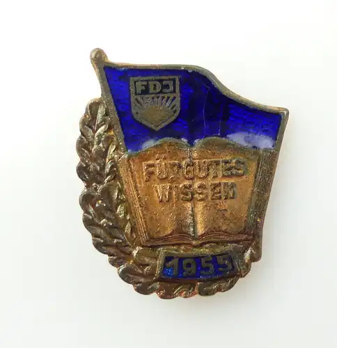 #e4634 DDR Abzeichen FDJ für gutes Wissen Stufe Bronze mit VNr. (1955) Nr. 26/55