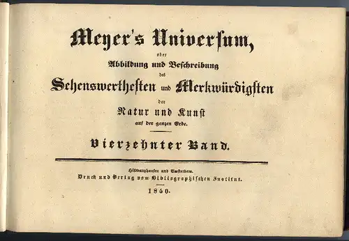 Meyer's Universum 14. Band 46 Stahlstiche SELTEN 1850