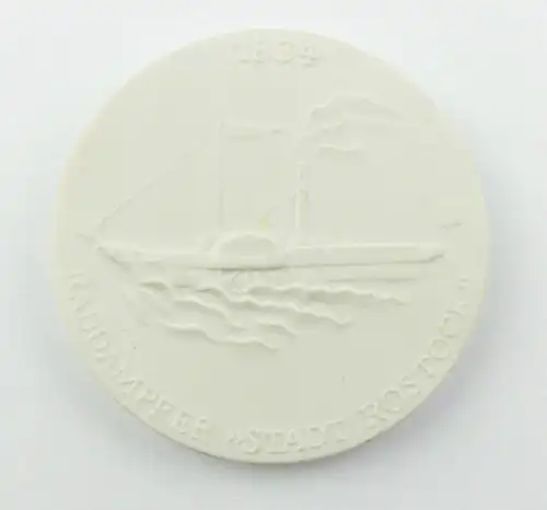 e12125 Meissen Porzellan Medaille Raddampfer 1834 Schifffahrtsmuseum Rostock