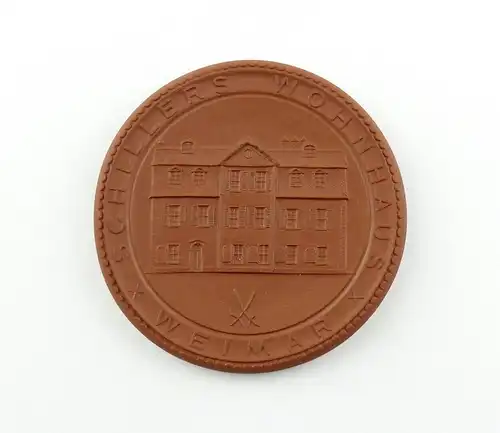 e12120 Meissen Porzellan Medaille braun Friedrich von Schiller Wohnhaus Weimar