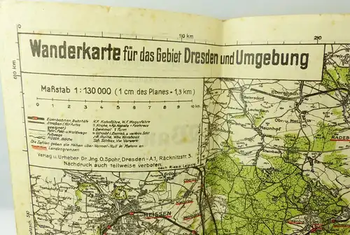 e9599 Alte Wanderkarte für Dresden und Umgebung Deutsche Reichsbahn Gesellschaft