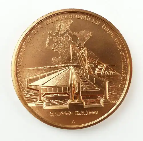 e10149 Medaille Generalreparatur der Eisenbahnbrücke über den Strelasund 1990