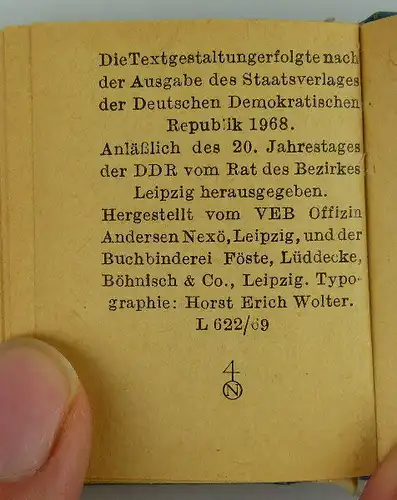 Minibuch: Verfassung der DDR vom 6. April 1968 Anläßlich des 20. Jahres Buch1560