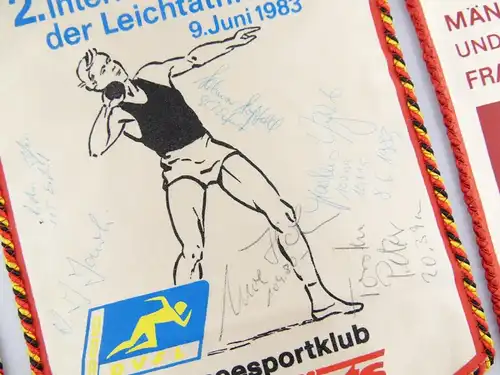 e12205 3 Wimpel DDR Leichtathletik und Turnen mit Unterschriften ASK Potsdam