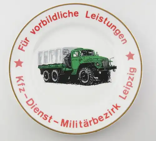e12330 Ehrenteller für vorbildliche Leistungen KFZ Militärbezirk Leipzig NVA DDR