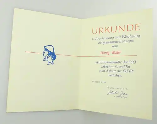 e12348 Urkunden Oberstleutnant Signal DDR 25 Ehrenmedaille FDJ treue Dienste MdI