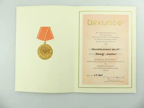 e12348 Urkunden Oberstleutnant Signal DDR 25 Ehrenmedaille FDJ treue Dienste MdI