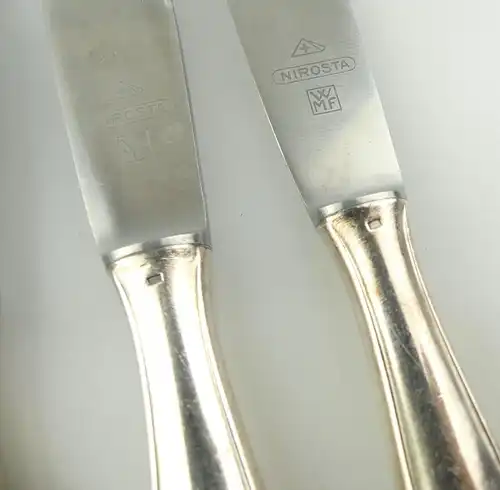 e12370 6 große WMF Messer mit versilberten Griffen 100er Auflage Nirosta Klingen
