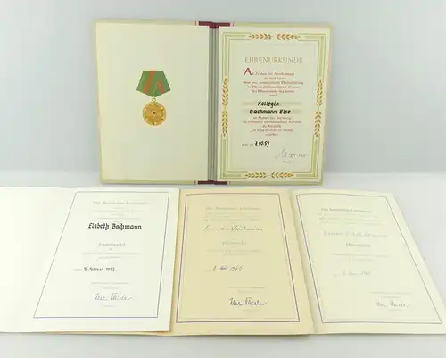 e12354 4 Urkunden für treue Dienste Bronze Ehrennadel DFD Bronze und Gold