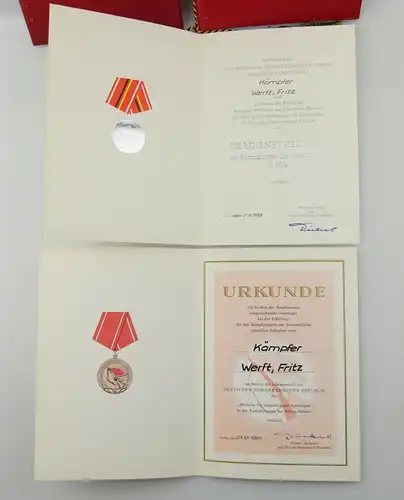 e12344 6 kleine Urkunden Kampfgruppen für treue Dienste Verdienstmedaille etc