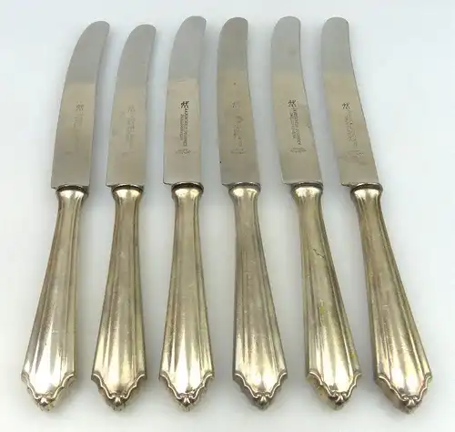 6 alte Messer in 800 (Ag) Silber, Bremer Silberwarenfabrik, norb755