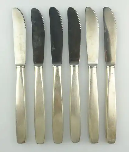 e10022 6 Messer mit versilberten Griffen SGS Görlitzer Silberwarenfabrik 90