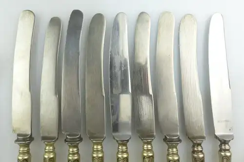 e9288 19 Besteckteile 9 Messer und 10 Gabeln Gründerzeit versilbert